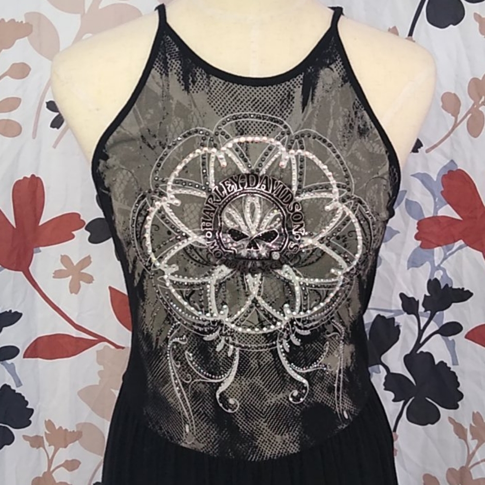 Harley Davidson embellished High Neck Strappy Tank